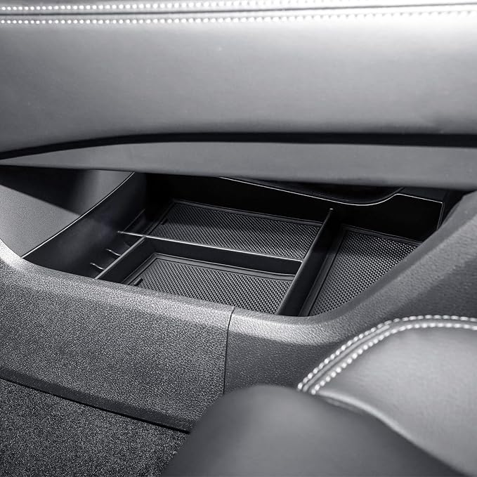 EDBETOS 2PCS/Set Center Console Organizer Compatible with Nissan Rogue 2021-2023 2024 2025 2026 Interior Accessories Lower Console Armrest Secondary Storage Box Pallet Middle Insert Tray Black ABS