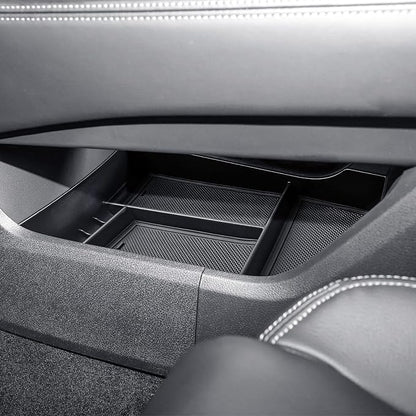 EDBETOS 2PCS/Set Center Console Organizer Compatible with Nissan Rogue 2021-2023 2024 2025 2026 Interior Accessories Lower Console Armrest Secondary Storage Box Pallet Middle Insert Tray Black ABS