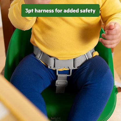 Bright Starts John Deere My Spot Easy-Clean Booster Seat, Portable Dining Chair Booster with 3-Point Harness, Green, 6 Months - Toddler
