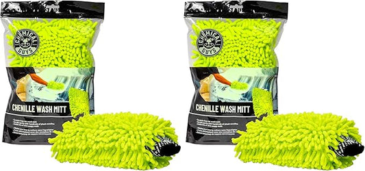 Chemical Guys MIC493 Chenille Premium Scratch-Free Microfiber Wash Mitt, Lime Green, 9.6" x 2.3" x 7" (Pack of 2)
