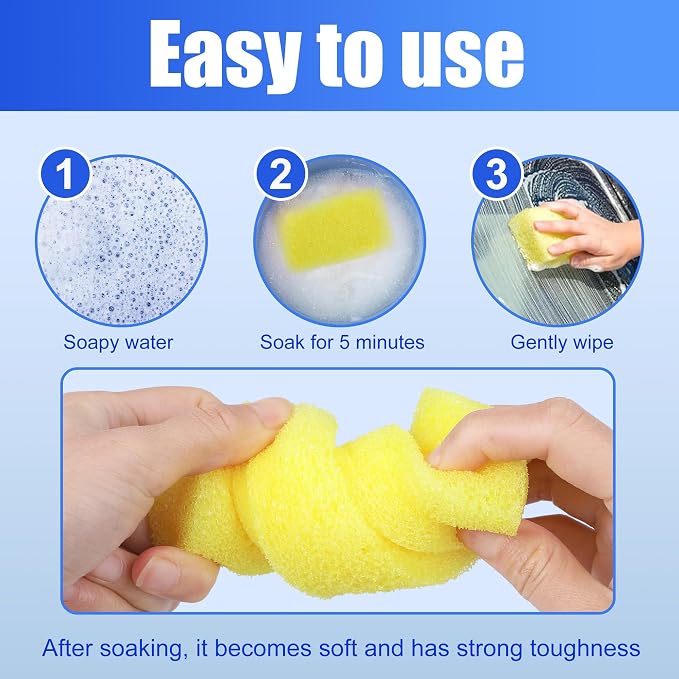 DECOHS 2 Pcs Bug Scrubber Sponge- Reusable Car Bug & Tar Remover Sponge- Car Wash Cleaning Scrub Sponges for Car Detailing (Yellow)