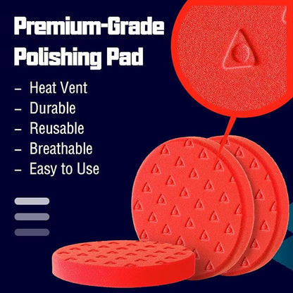6.5 Inch Buffing Pads, 3Pcs Red Polishing Pad for 6 Inch 150mm Backing Plate - High-Density Buffing Sponge Pads for Car Buffer Boat Polisher Compounding, Polishing & Waxing