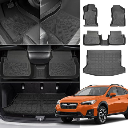 Floor Mats for Subaru Crosstrek 2018-2021-2023, for Subaru Impreza(NOT Hybrid) 2017-2023, Front Rear Mats & Cargo Mat, TPE Anti-Slip Waterproof Summer Winter Floor Liners Car Accessories