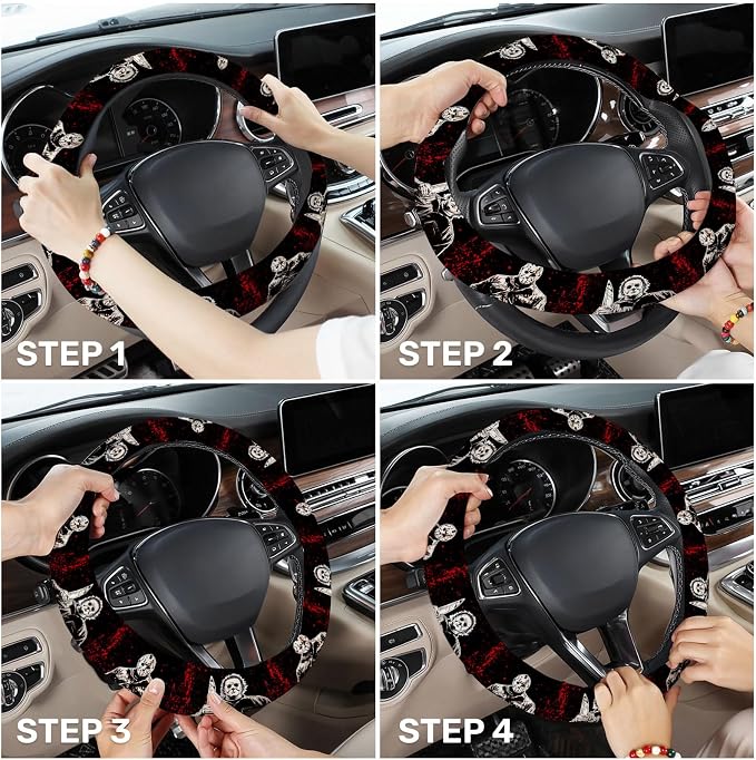 GENANY Horror Slasher Steering Wheel Cover, Non Slip Polyester Car Wheel Protector for Car SUV Truck, Universal 15 Inch