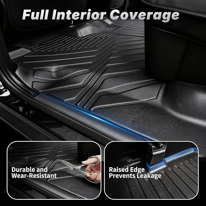 OEDRO Floor Mats Fit for Toyota Tacoma 2024 2025 2026 Double Cab Auto Trans (NOT for Hybrid), Custom TPE All Weather Floor Liners for Tacoma TRD/SR/SR5/limited Car Front&Rear 2 Row Mats