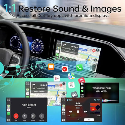 Wireless CarPlay Adapter for Apple iPhone, Convert Wired to Wireless CarPlay, 2025 Upgrade Mini Plug & Play No Latency CarPlay Dongle for iOS 10+ & Cars from 2019+ Dark Black