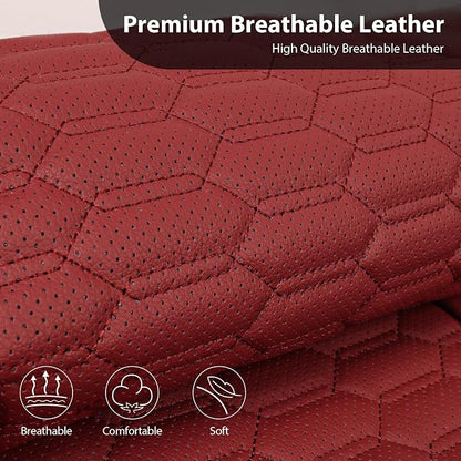 CAR PASS 3D Foam PU Leather Car Seat Covers Front Seats,Wine Faux Leather Front Seat Covers for Cars, Universal Fit for SUVs Trucks Vans Sedan Automotive, Armrest Airbag Compatible,Burgundy