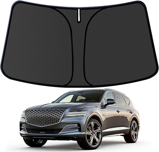 G e n e s i s GV80 Customized Windshield Sun Shade for 2021 2022 2023 2024 2025 2026 GV80 Front Window Sunshade Visor Protector Foldable Blocks UV Rays Keep Car Cooler Accessories