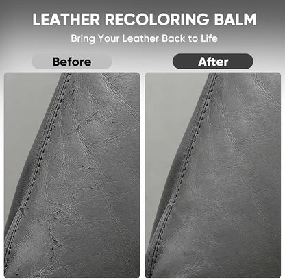 Leather Recoloring Balm - Scratch Repair & Color Restore Kit for Faded Leather, Leather Couch & Car Seats - 10OZ Leather Restorer Balm for Furniture, Auto Interior, Vinyl, Accessories (Gray)