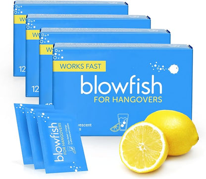 Blowfish for Hangovers | Fast, Effective Hangover Relief | Works in 15 Minutes | Hydrates, Relieves Headache, and Boosts Energy in One Step (4 Boxes)