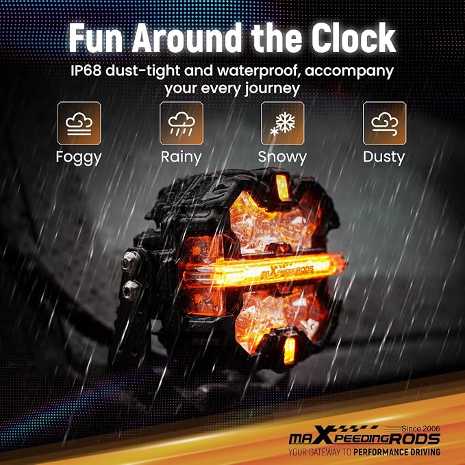 maXpeedingrods 5in 212W Off Road Lights Bar 25440LM, LED Spot with 7 RGB Colors for Ambient & Auto Shift Mode, 270°Side Shooter Ditch Lights, Fog Light for Jeep SUV Pickup UTV ATV with Black Covers