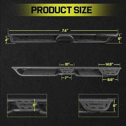 BINARY STAR Running Boards Compatible with 2019-2026 Dodge Ram 1500 Quad Cab(Excl. Classic Ram 2500 3500), 4-Steps Design Running Boards, Carbon Steel Side Step Bars Nerf Bars