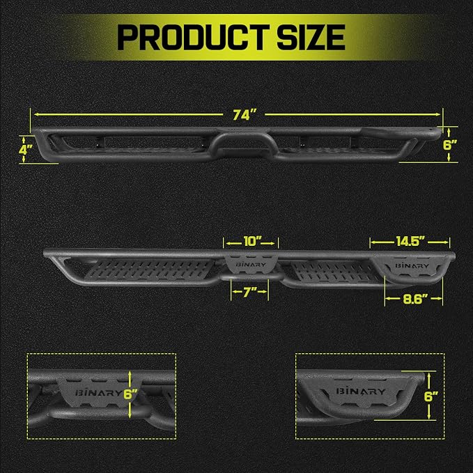 BINARY STAR 4 Steps Running Boards Compatible with 2019-2026 Chevy Silverado/GMC Sierra 1500 Double Cab, 20-26 Silverado/Sierra 2500HD 3500HD Double Cab, Running Boards with Bed Access Step