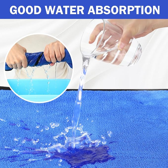 Tallew 12 Pcs Microfiber Towels for Cars, 800 GSM Plush Drying Cleaning Cloth Bulk, 16 x 16 Inch Thick Absorbent Wash Detailing Towels for Car Polishing, House, Kitchen Cleaning(Gray and Blue)