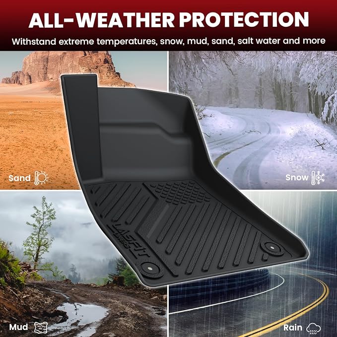 LASFIT Floor Mats for Audi A5/S5 2025-2026(New Body), TPE All Weather Protection Custom Fit 1st & 2nd Row Floor Liners for Audi A5/S5 Automotive Accessories Car Mats, Black, Easy to Clean