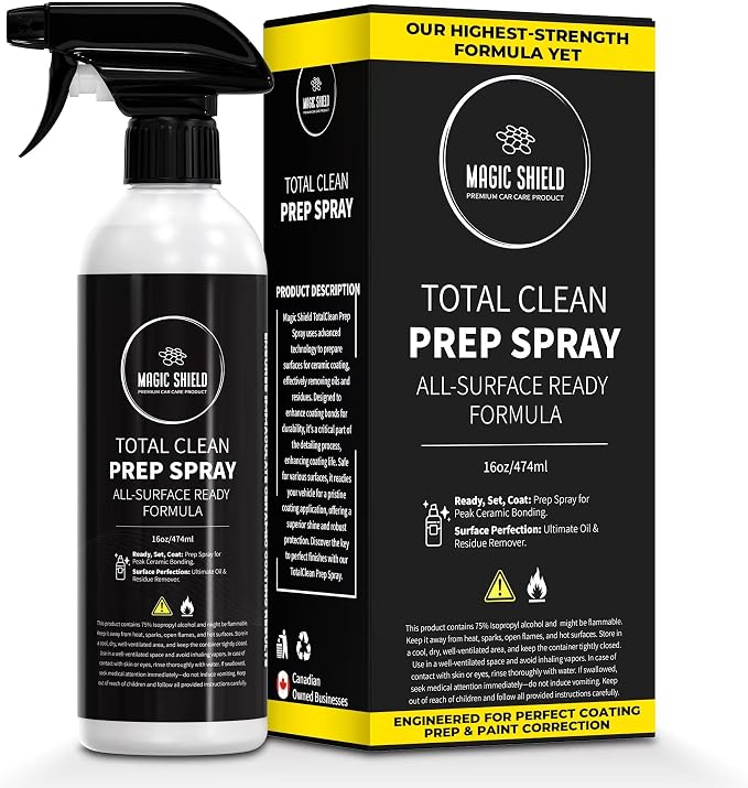 Magic Shield Prep Spray – Must Wash After Use | Ideal for Ceramic Coating Prep | Wax & Grease Remover for Auto Detailing | Ultimate Surface Cleaner - 16oz