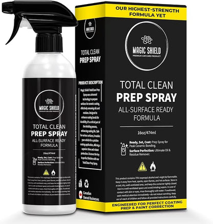 Magic Shield Prep Spray – Must Wash After Use | Ideal for Ceramic Coating Prep | Wax & Grease Remover for Auto Detailing | Ultimate Surface Cleaner - 16oz