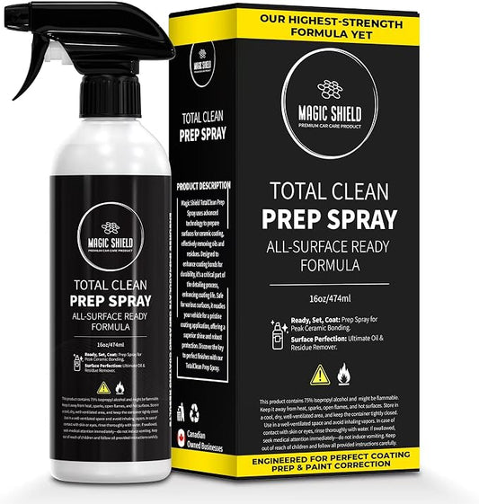 Magic Shield Prep Spray – Must Wash After Use | Ideal for Ceramic Coating Prep | Wax & Grease Remover for Auto Detailing | Ultimate Surface Cleaner - 16oz