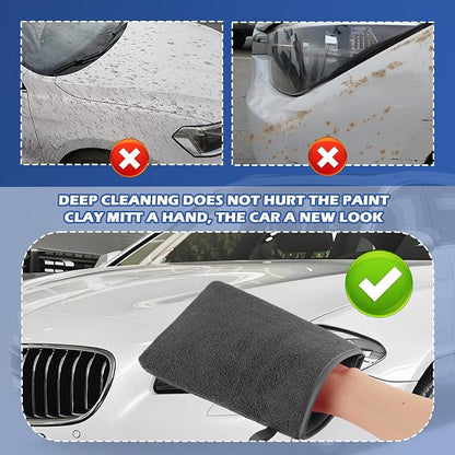 2PCS Car Clay Mitt Auto Detailing,Soft Clay Bar Mitt for Cleaning Car Surfaces,Anti-Scratch Clays Mitts for Cars Detailings to Replace Traditional Clays Bar Cars Accessories (Gray/2PCS)