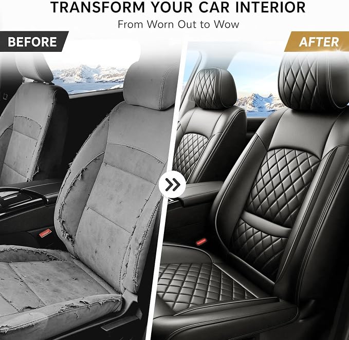 Car Seat Covers Compatible with Hyundai Elantra 2017-2025 2026 - Waterproof & Breathable Luxury Leather All-Weather Seat Cushions Protectors,Airbag Compatible,Only 2 Front seat Covers (Black)