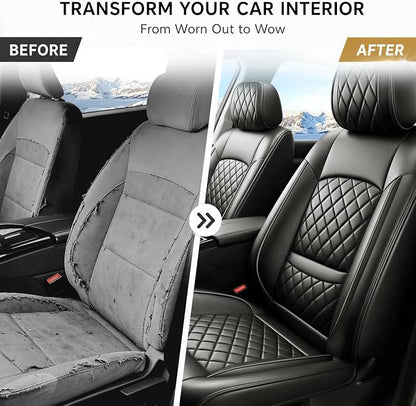 Car Seat Covers Compatible with Hyundai Elantra 2017-2025 2026 - Waterproof & Breathable Luxury Leather All-Weather Seat Cushions Protectors,Airbag Compatible,Only 2 Front seat Covers (Black)