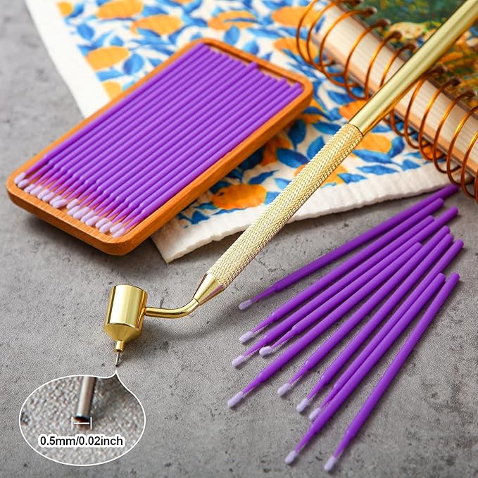 Tondiamo 100 Pack 0.5 mm Touch up Paint Brushes Repair Pen Gold Paint Applicator Fluid Writer Pen Detailing Disposable Micro Applicator for Auto Repair Chip Automotive Scratch(Purple)