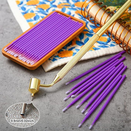 Tondiamo 100 Pack 0.5 mm Touch up Paint Brushes Repair Pen Gold Paint Applicator Fluid Writer Pen Detailing Disposable Micro Applicator for Auto Repair Chip Automotive Scratch(Purple)