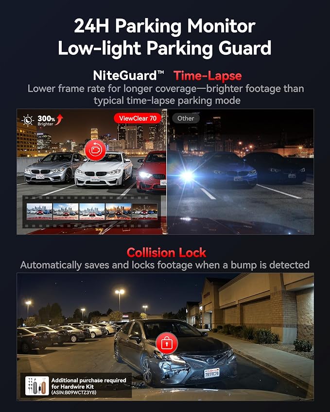 REDTIGER VC70 4K+2.5K Dash Cam Front and Rear, 8MP STARVIS 2 IMX678 Sensor, Dual HDR Hyper Night Clarity, 5.8GHz WiFi 6, 30MB/S Fast Download, Dash Camera with 24H Parking Monitor, 128G Card Included