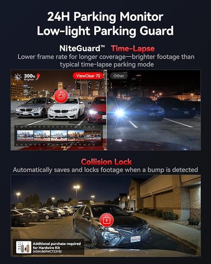 REDTIGER VC70 4K+2.5K Dash Cam Front and Rear, 8MP STARVIS 2 IMX678 Sensor, Dual HDR Hyper Night Clarity, 5.8GHz WiFi 6, 30MB/S Fast Download, Dash Camera with 24H Parking Monitor, 128G Card Included