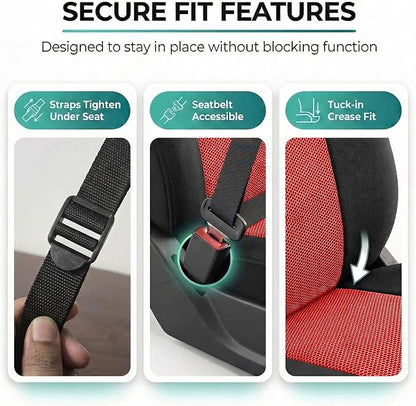FH Group Automotive Front Car Seat Covers for SUV, Trucks, Sedan and More - Universal Fit Front High Back Design Interior Accessories - 3D Mesh Fabric Center Panel - Red