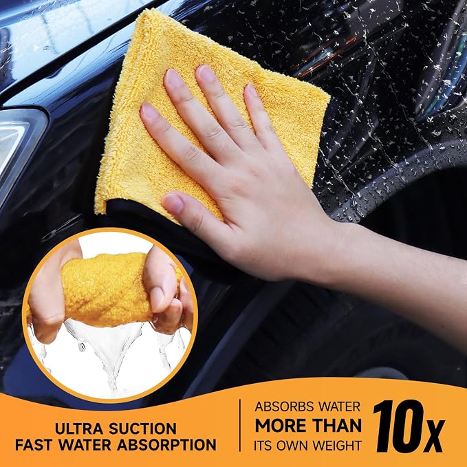 MRD's Home 3 Pack Microfiber Towels for Cars,16inch*14inch-420GSM Premium Microfiber Cleaning Cloth Car Drying Towel,Safe for Car Wash Scratch Free Strong Water Absorption