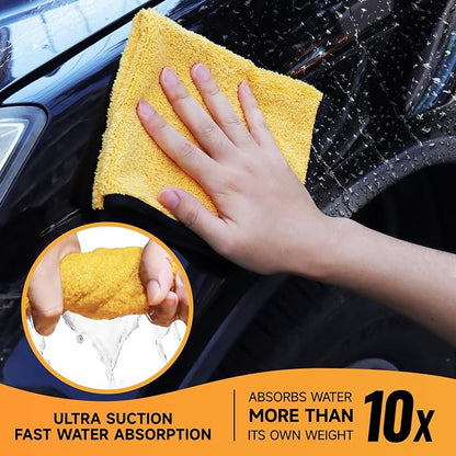 MRD's Home 3 Pack Microfiber Towels for Cars,16inch*14inch-420GSM Premium Microfiber Cleaning Cloth Car Drying Towel,Safe for Car Wash Scratch Free Strong Water Absorption