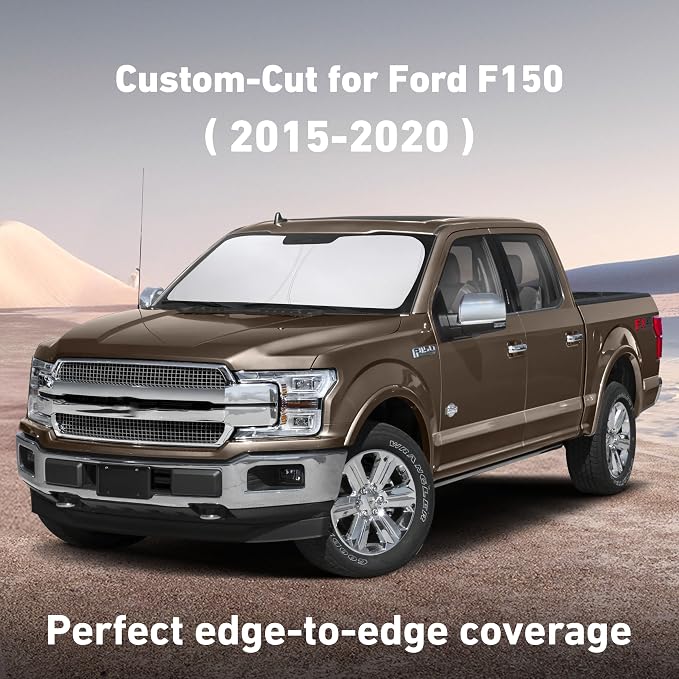 EcoNour Windshield Sunshade Compatible for Ford F150 2015-2018 2019 2020, Sun Visor for Front Windshield & Window Sun Shade Cover, UV Heat Blocker & Protector, Car Accessories