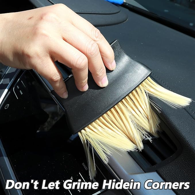 Gjinxi 2Pcs Auto Interior Dust Brushes, Car Cleaning Brushes Duster, Soft Bristles Car Brush, Detailing Brush Dusting Tool for Automotive Dashboard Interior, Exterior, Skylight (Yellow)