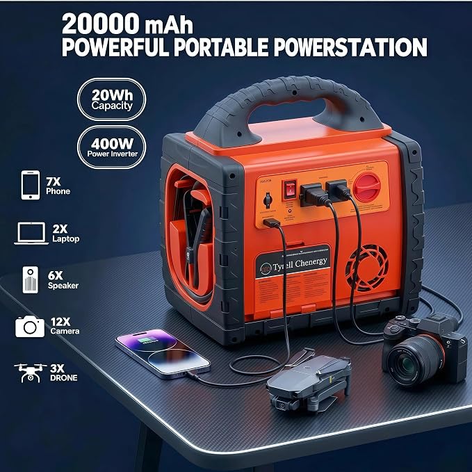 2200 Amp Car Jump Starter with Air Compressor,Portable Power Station with 260 PSI Tire Inflator,400W Power Inverter Dual AC/DC Ports,2.1A USB Port,Battery Clamps