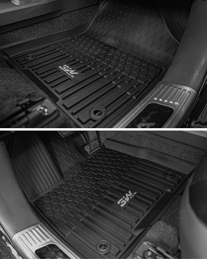 3W Floor Mats for Toyota Tacoma 2024 2025 2026 Double Cab Auto Tran(Not Fit Hybrid & XtraCab), TPE All Weather Custom Fit Floor Liner for Tacoma TRD/SR/SR5/limited Car Liners.