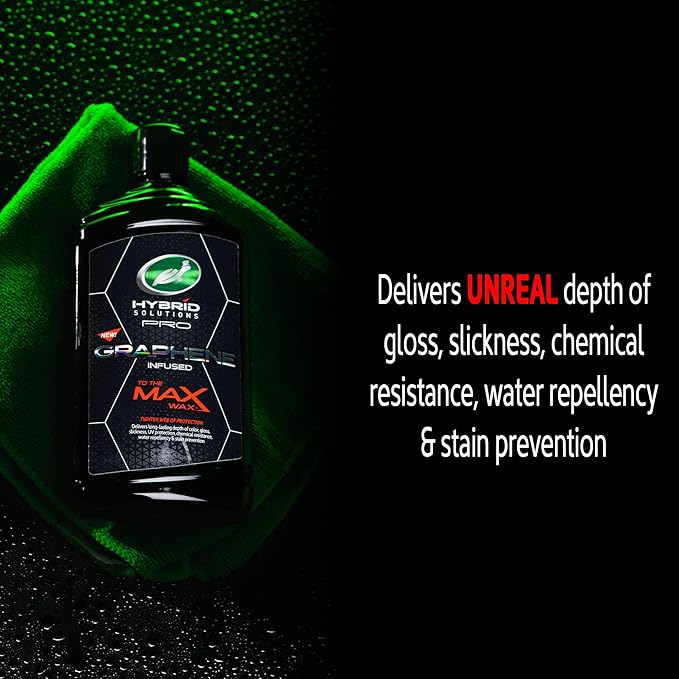 Turtle Wax 53479 Hybrid Solutions Pro to The Max Wax Graphene Liquid Wax, Patent-Pending Advanced Paint Protection, Extreme Gloss High Shine Finish, for Cars Trucks and More, 14 oz. (Pack of 1)