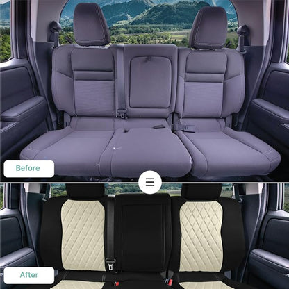 FH Group Custom Fit Car Seat Covers Specifically Made for 2022-2026 Nissan Frontier, Rear Set Beige Ultraflex Neoprene Waterproof Automotive Seat Covers for Pickup Truck, Nissan Accessories