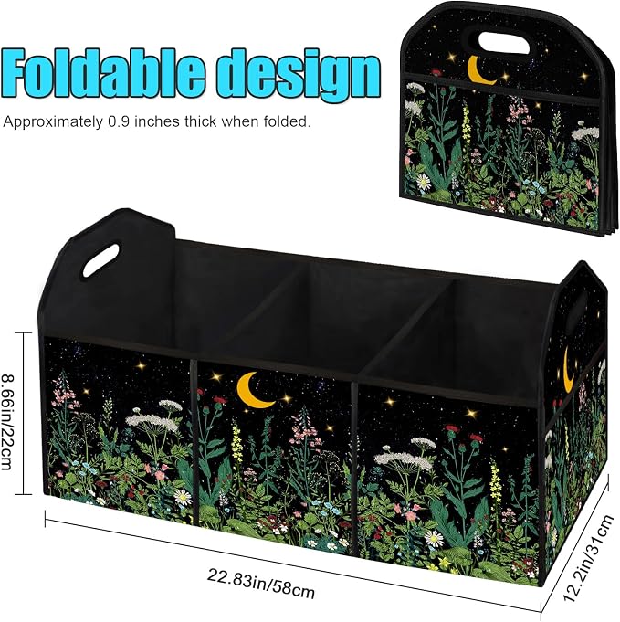 WildFlower 50L Waterproof Polyester Trunk Organizer Car Storage MultiCompartment Large Capacity Poket