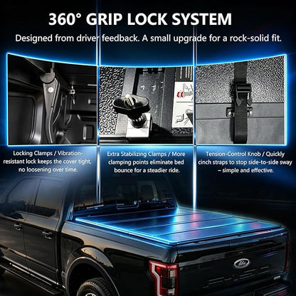 Hard Quad Truck Bed Tonneau Cover for 2014-2018 Chevy Silverado GMC 1500, 2015-2018 Silverado/Sierra 2500 3500 HD, Fleetside - 5.8 FT Aluminum Short Bed - 69.3 inch