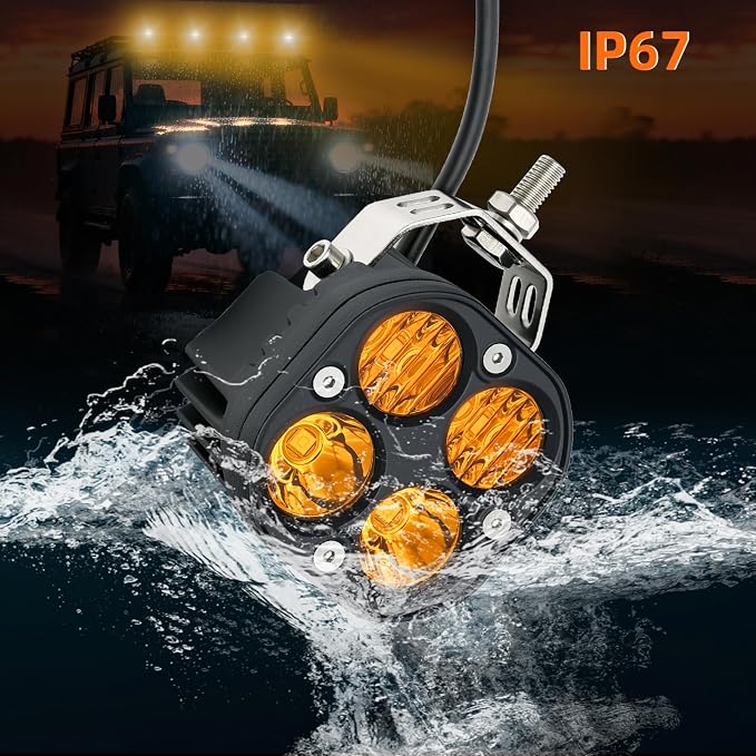 2-Pack 40W 3Inch Yellow/Amber Combo Beam LED Pod Light - Bright Off-Road Driving Fog Lights, Waterproof Auxiliary Ditch Lights for Truck, SUV, ATV, Boat, Motorcycle, Pickup, Tractor