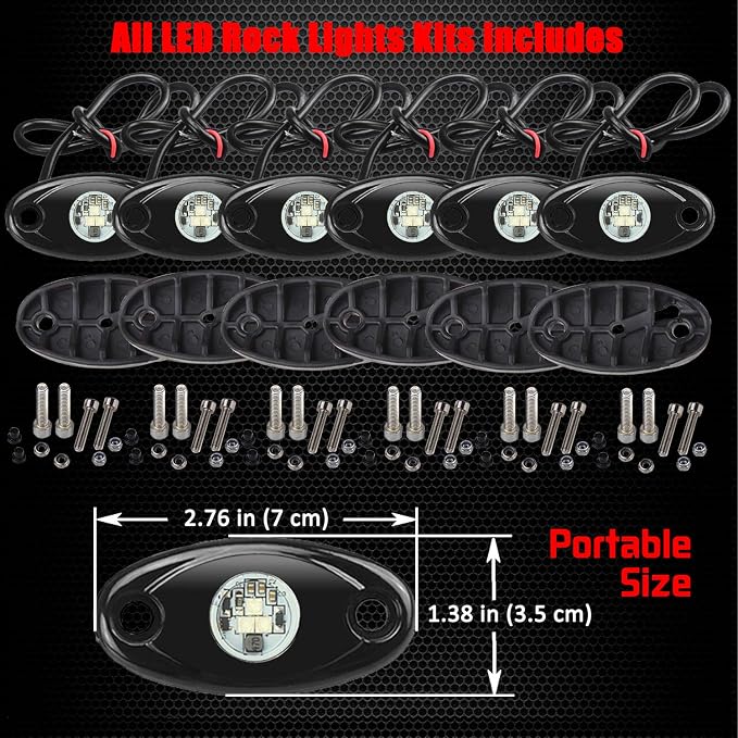 6 Pods LED Rock Lights, Ampper Waterproof LED Neon Underglow Light for Car Truck ATV UTV SUV Offroad Boat Underbody Glow Trail Rig Lamp (Blue)