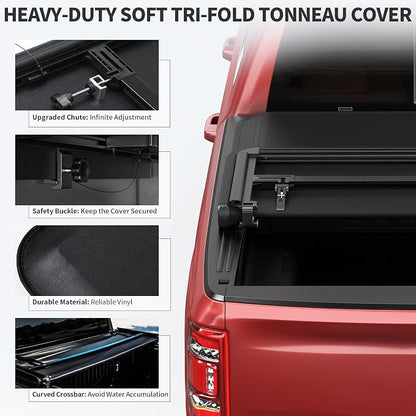 oEdRo Upgraded Tri-Fold Truck Bed Tonneau Cover Compatible with 2014-2018 Chevy Silverado/GMC Sierra 1500 5.8 Feet Bed, Fleetside