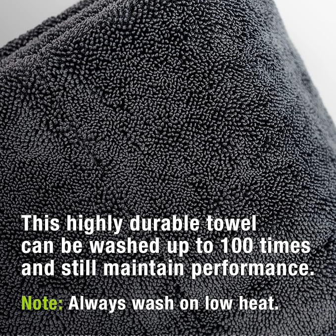 ExoForma Mega Car Drying Towel - Holds Up to 9 lbs, No Streaks, Scratches, or Water Spots | 1200 GSM Microfiber Double Twist Pile & Edgeless Design, 1 Quick & Effortless Dry, 2 Pack - 24” x 36”