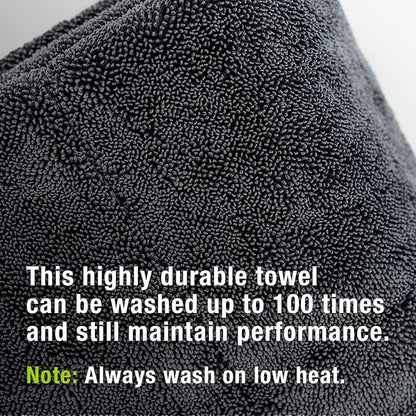 ExoForma Mega Car Drying Towel - Holds Up to 9 lbs, No Streaks, Scratches, or Water Spots | 1200 GSM Microfiber Double Twist Pile & Edgeless Design, 1 Quick & Effortless Dry, 2 Pack - 24” x 36”