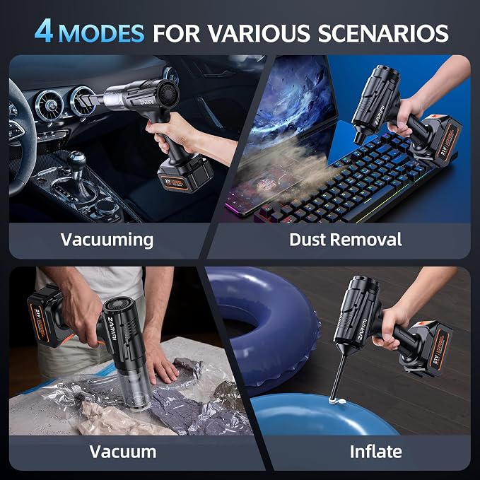 Cordless Handheld Car Vacuum Cleaner, 50,000Pa High-Power Brushless Motor, Rechargeable Dust Buster with 2 Batteries & Charger, 6-in-1 Portable Vacuum Cleaners for Home, Pet Hair, Black