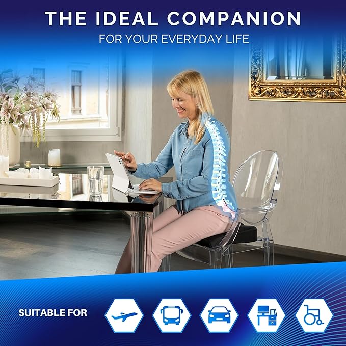 Healthfix® Wedge Seat Cushion - Orthopedic Memory Foam Seat Wedge for Office Chairs, Posture Support, Pressure Relief for Back/HIPS/Tailbone - Soft (99-150 lbs)