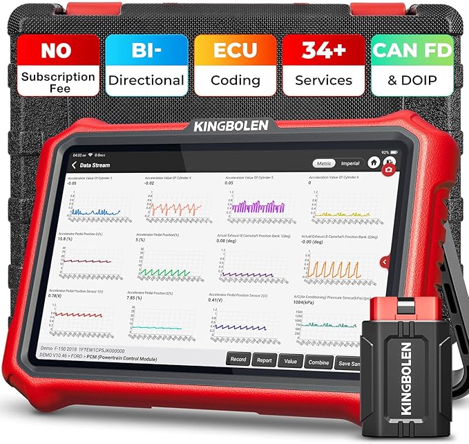 KINGBOLEN K8 Pro OBD2 Scanner Bluetooth 2026 Bidirectional Scan Tool with Lifetime No Subscription Update 8'' All System Diagnostic Tool, ECU Code, 34+ Reset, CANFD&DOIP, V.A.G Guide, FCA AutoAuth