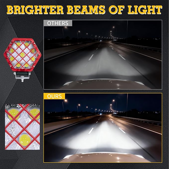 5 inch 27W LED Light Pods Spot Light Pod Off Road Driving Lights Bumper Roof Fog Lamps Fit for SUV Truck Hunters Motorcycle (Red)