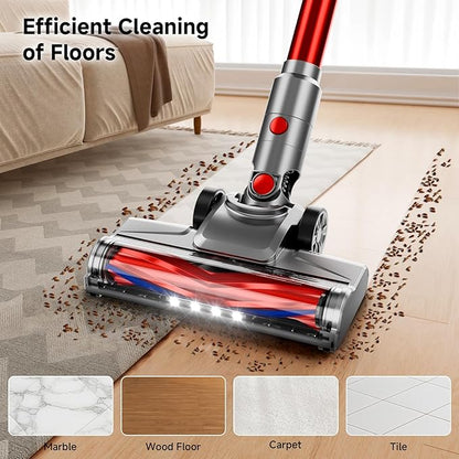 Cordless Vacuum Cleaner, Powerful Stick Vacuum Cleaner for Home with Rechargeable Battery, 6-in-1 Lightweight Handheld Vacuum, 45 Mins Runtime for Hardfloor & Carpets Pet Hair